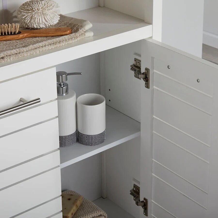 Hertford Two - Tone White Double Door Storage Bathroom Table - nextstepper