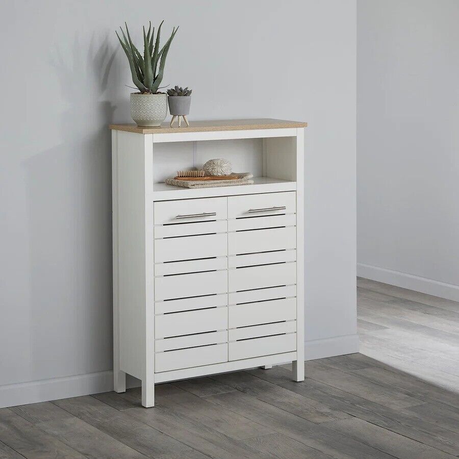 Hertford Two - Tone White Double Door Storage Bathroom Table - nextstepper