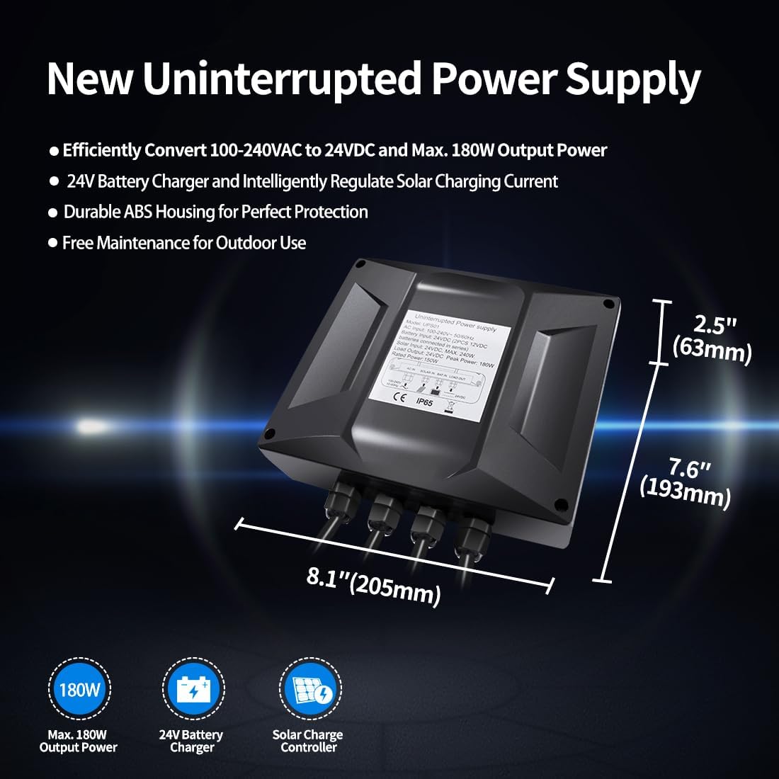 TOPENS UPS01 Uninterrupted Power Supply Adapter AC 100-240V to DC 24V 150W Transformer Waterproof Converter - Nextstepper