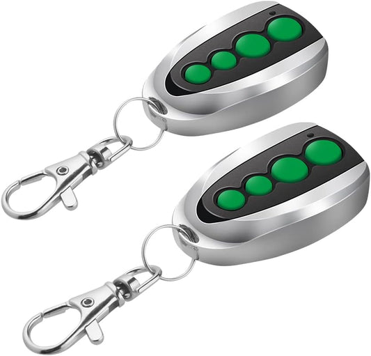 TOPENS M12 Remote Control Key Fobs for Automatic Swing Sliding Gate Opener Garage Door Opener 4-Button Wireless Transmitter 2-Pack Security Gate Controller with Keychain