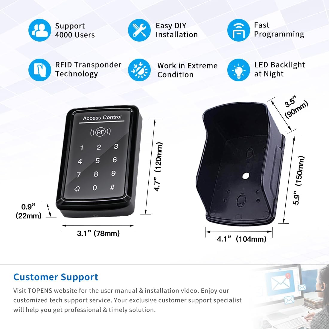 TOPENS TC175P Touch Panel Wired Keypad