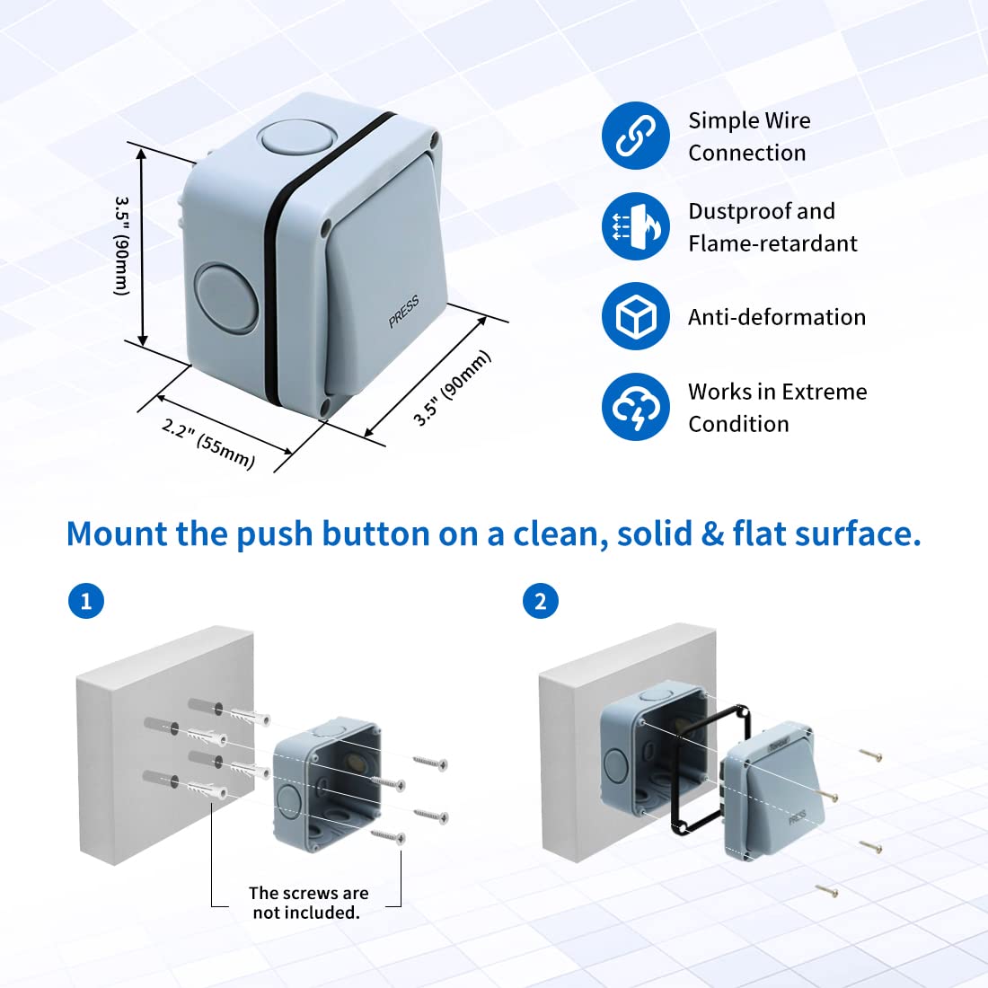 TOPENS TC148 Waterproof Wired Wall Push Button
