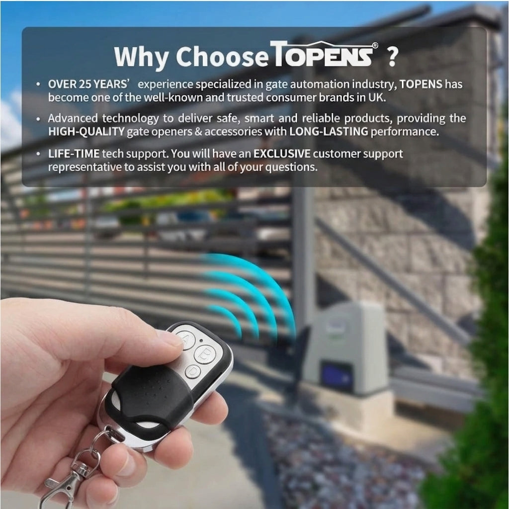 TOPENS M12 Black Universal 4-Button Garage Door Opener 433mhz Remote Controls