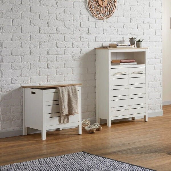 Hertford Two - Tone White Double Door Storage Bathroom Table - nextstepper