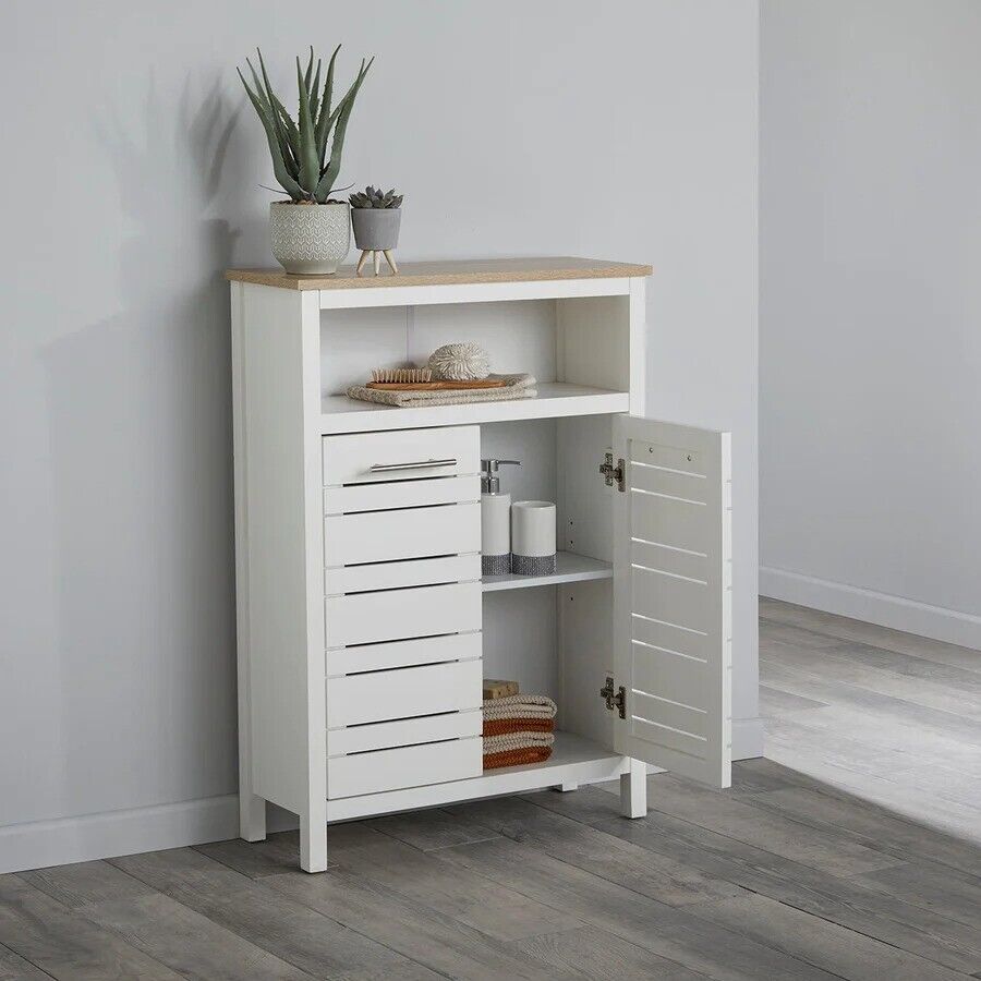 Hertford Two - Tone White Double Door Storage Bathroom Table - nextstepper