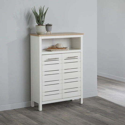 Hertford Two-Tone White Double Door Storage Bathroom Table