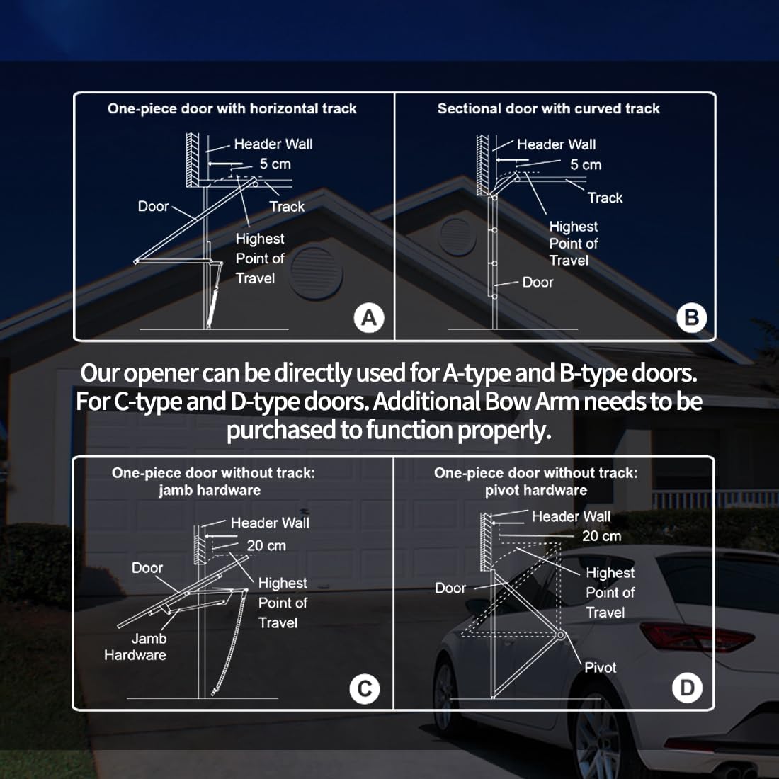 TOPENS CASAR800 Garage Door Opener 800N Heavy Duty Door Operator Kit Strong Chain Drive with Durable DC Motor Ultimate Security for Garage Doors Up to 2.3m, Including 2 Remote Controls - Nextstepper