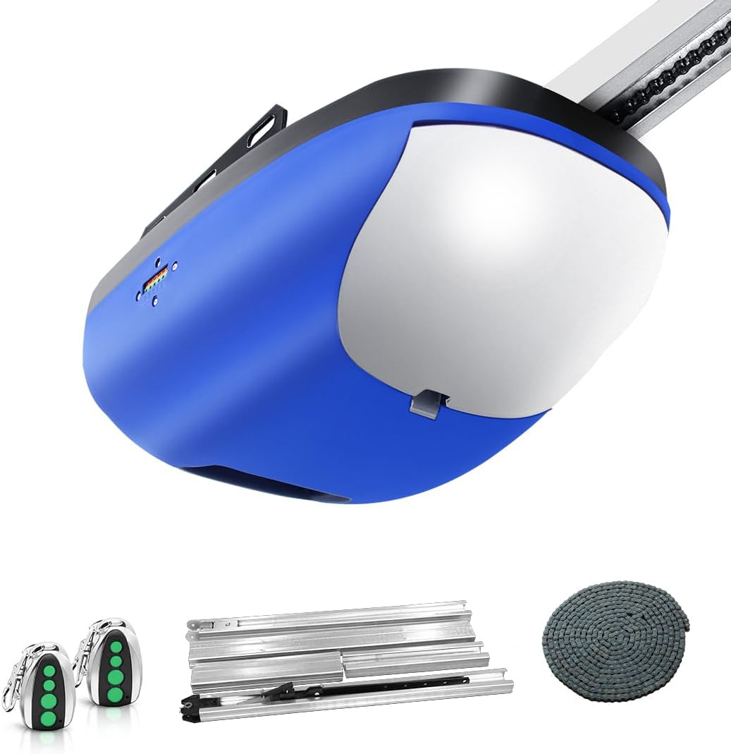 TOPENS CASAR800 Garage Door Opener 800N Heavy Duty Door Operator Kit Strong Chain Drive with Durable DC Motor Ultimate Security for Garage Doors Up to 2.3m, Including 2 Remote Controls - Nextstepper