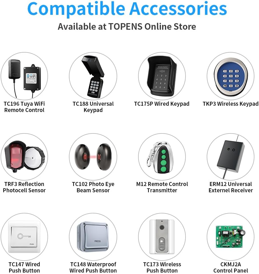 TOPENS CASAR800 Garage Door Opener 800N Heavy Duty Door Operator Kit Strong Chain Drive with Durable DC Motor Ultimate Security for Garage Doors Up to 2.3m, Including 2 Remote Controls - Nextstepper