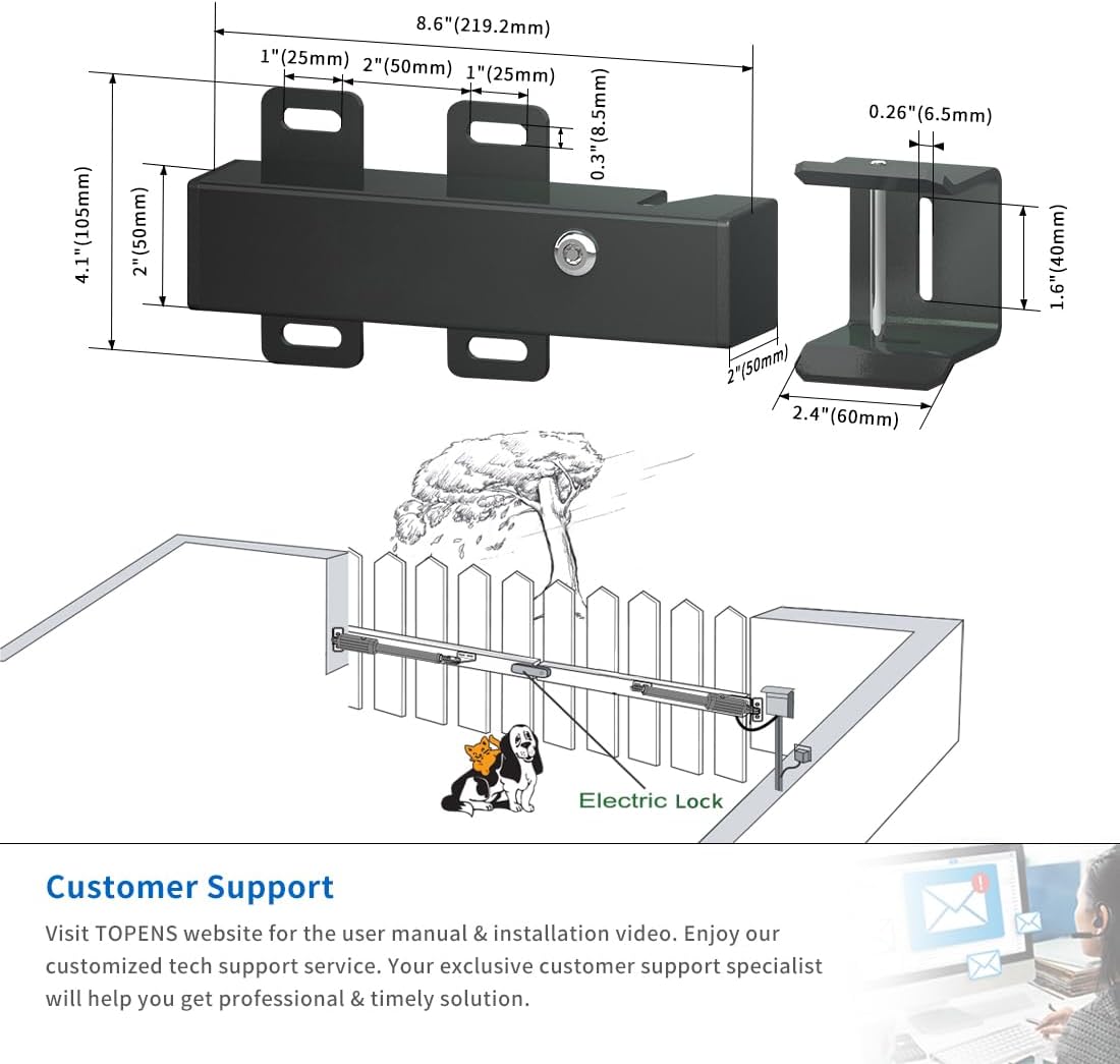 TOPENS ET24 Electric Gate Lock for 24VDC Automatic Swing Gate Opener - Nextstepper