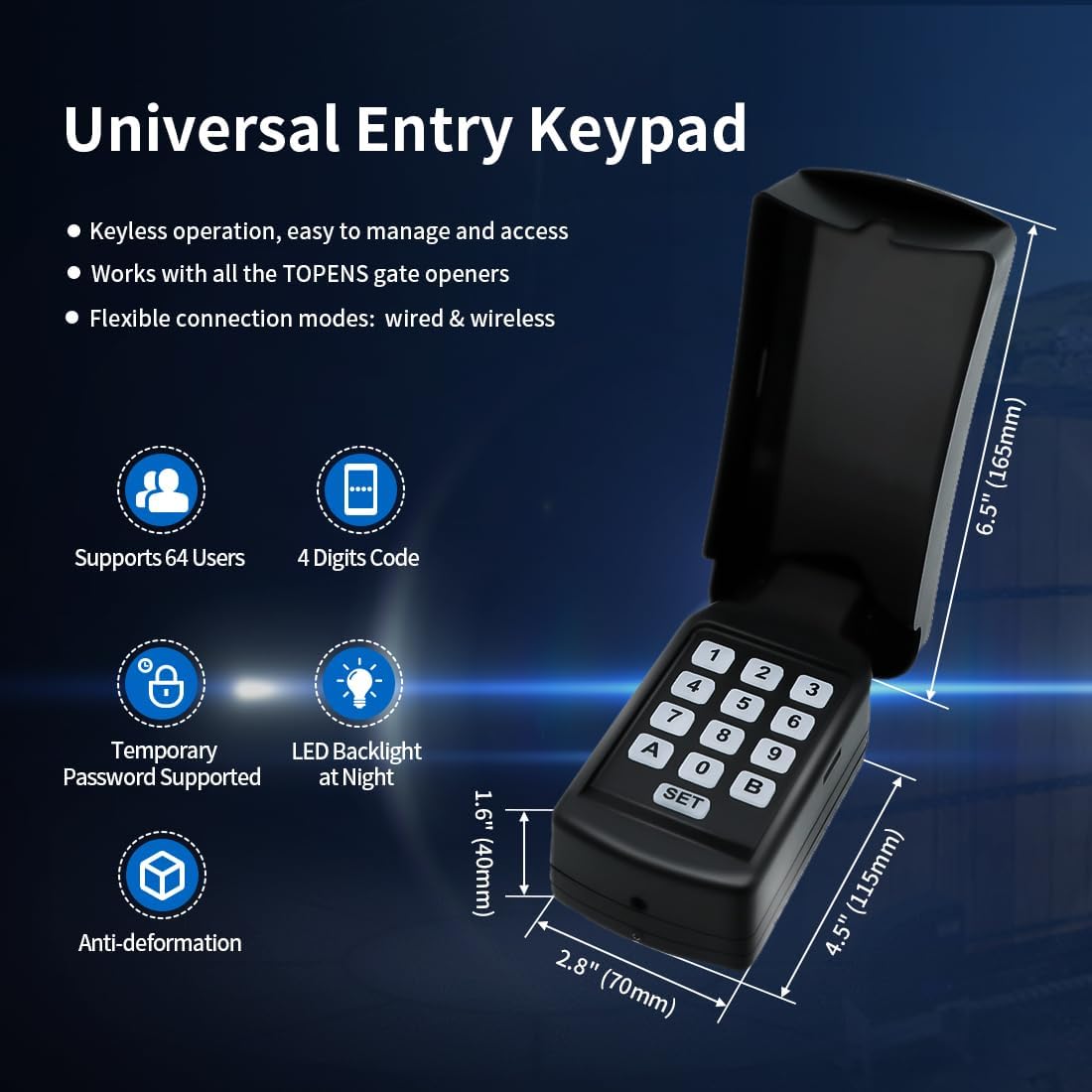 TOPENS TC188 Universal Wireless Wired Keypad - Nextstepper