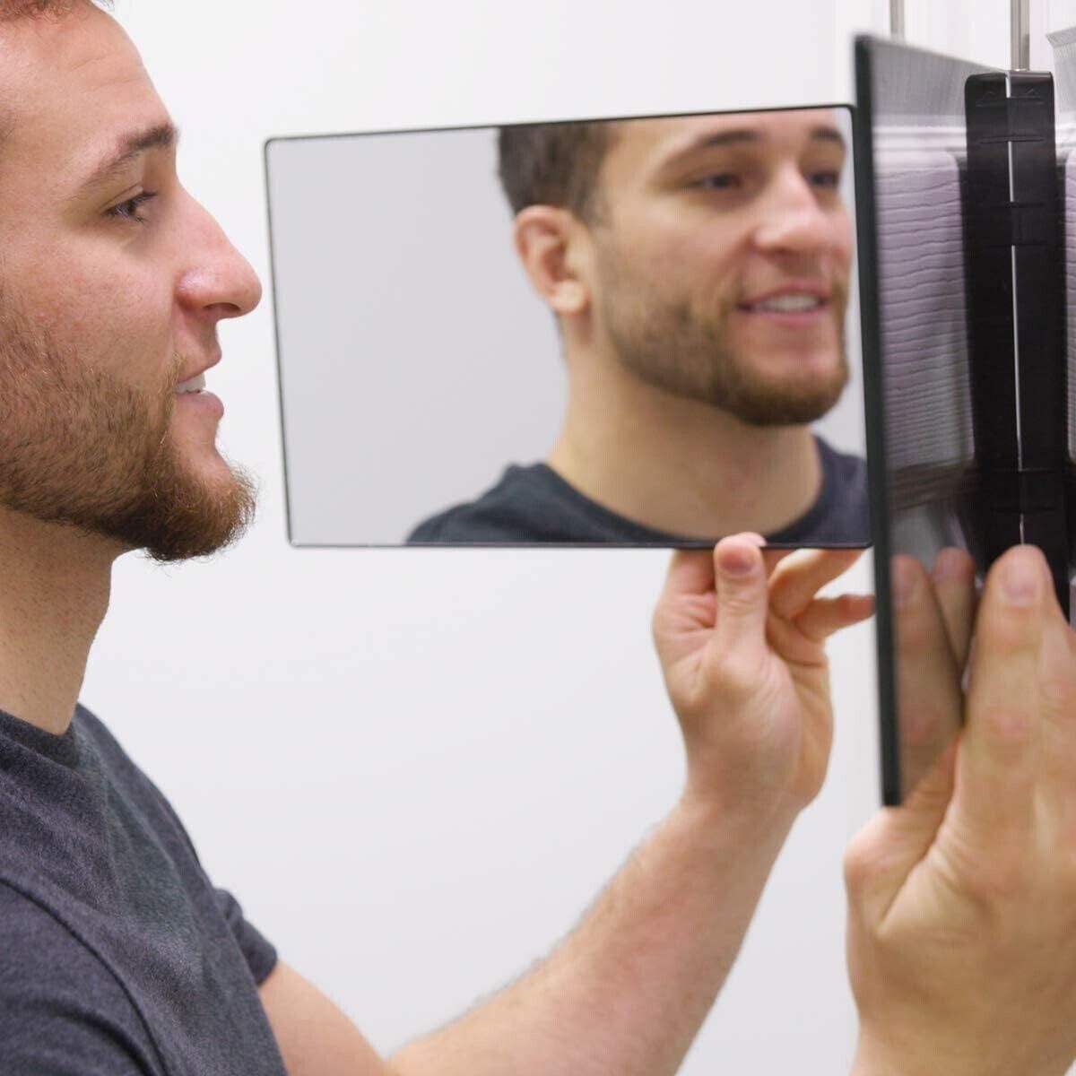 3 Way Mirror with LED Lights 360 Mirror Self Cut Hair Back View